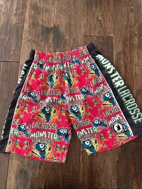 Kids' Monster Lacrosse Red Graphic Athletic Shorts